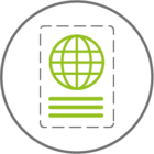 Icon mit Globus und stilisiertem Text darunter