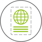 Icon mit Globus und stilisiertem Text darunter